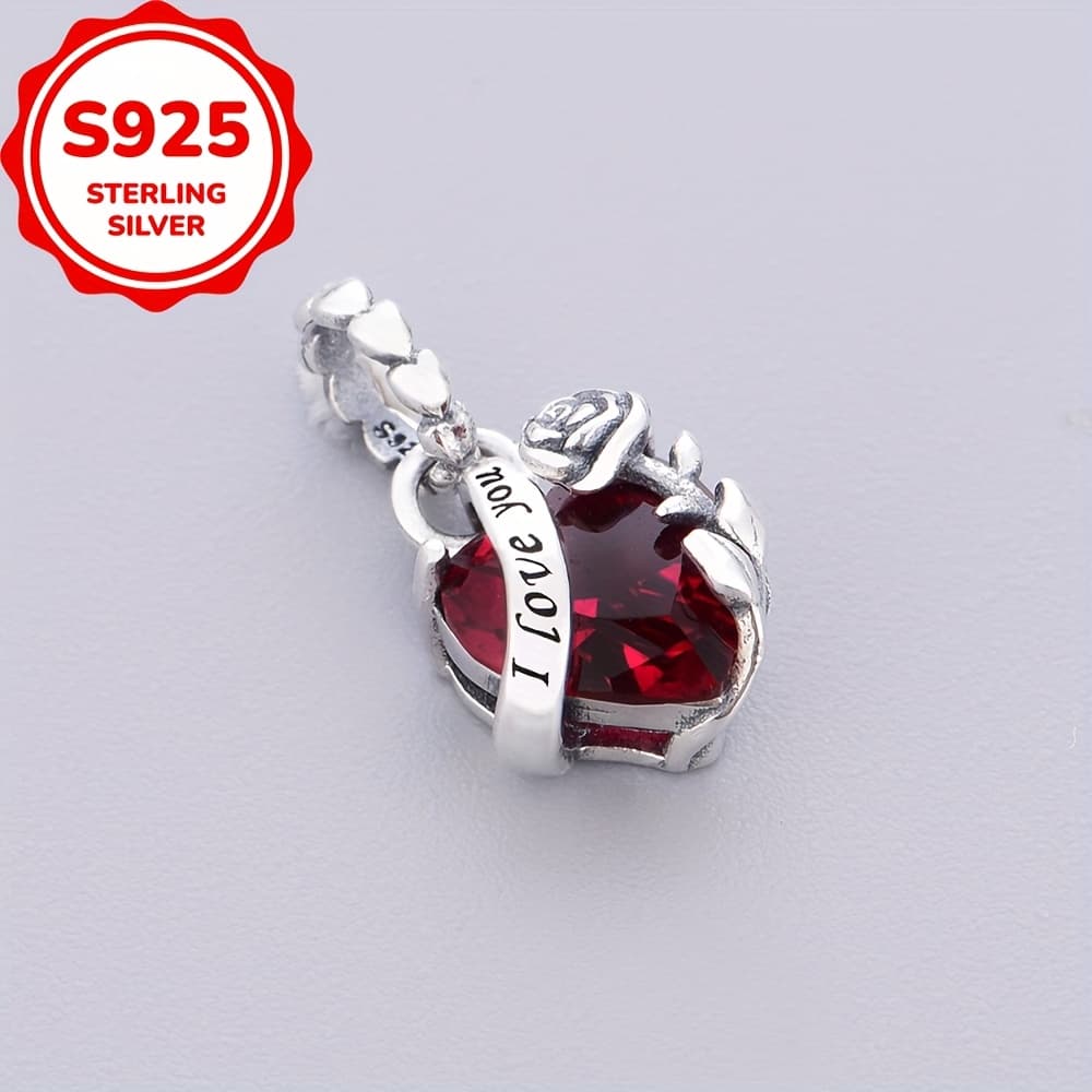 TEMU 1pc 925 Silver I Love Heart Shaped Design Bracelet Or Necklace Charms Beads Jewelry Making Birthday Or Valentine's Day Gift