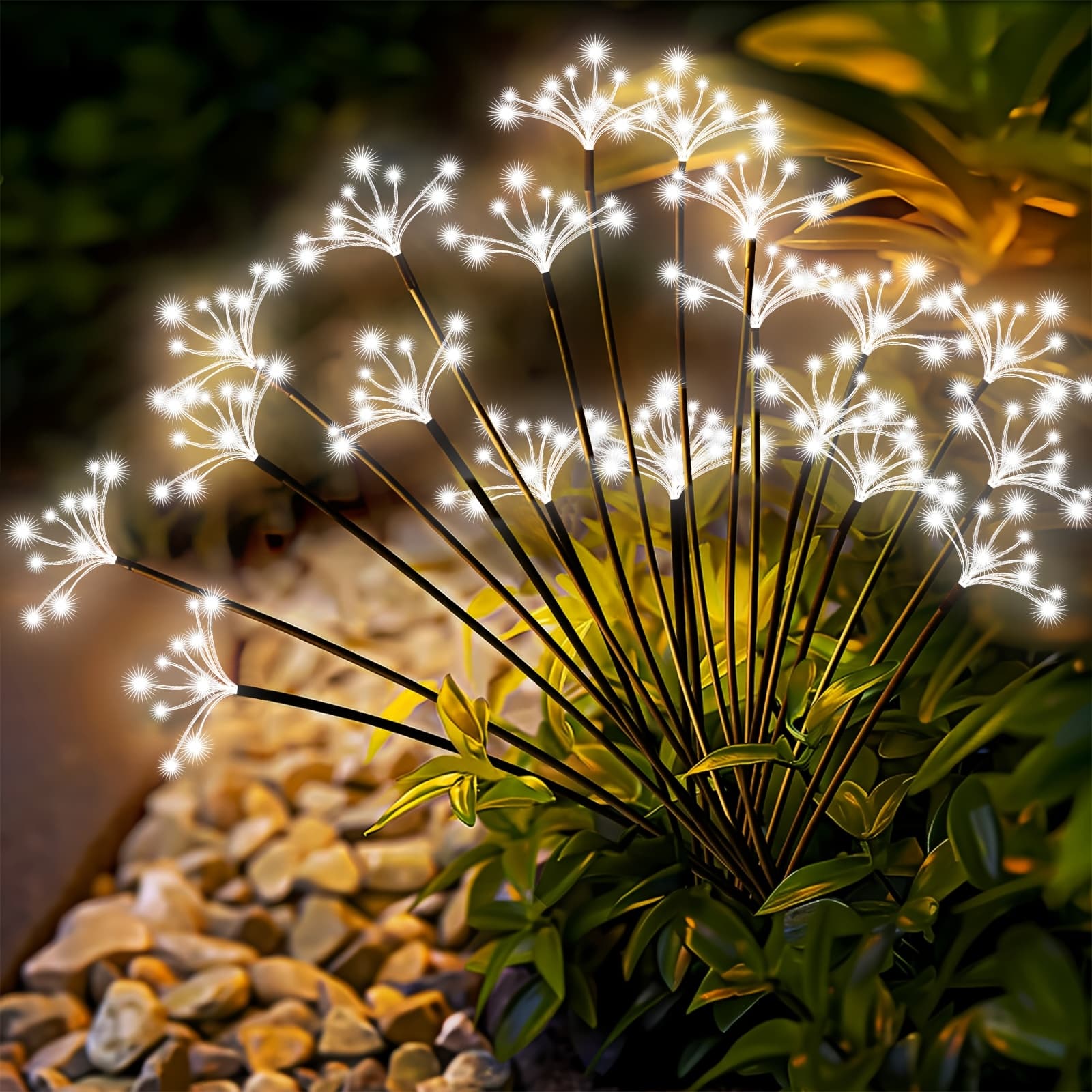 TEMU 4 Pack Solar Garden Lights Outdoor Led, Twinkling Solar Firework Lights With 2 , Solar Powered Decorative Swaying Lights For Yard, Path, Patio, Flowerbed, Camping, Parties, Christmas Gift Decor