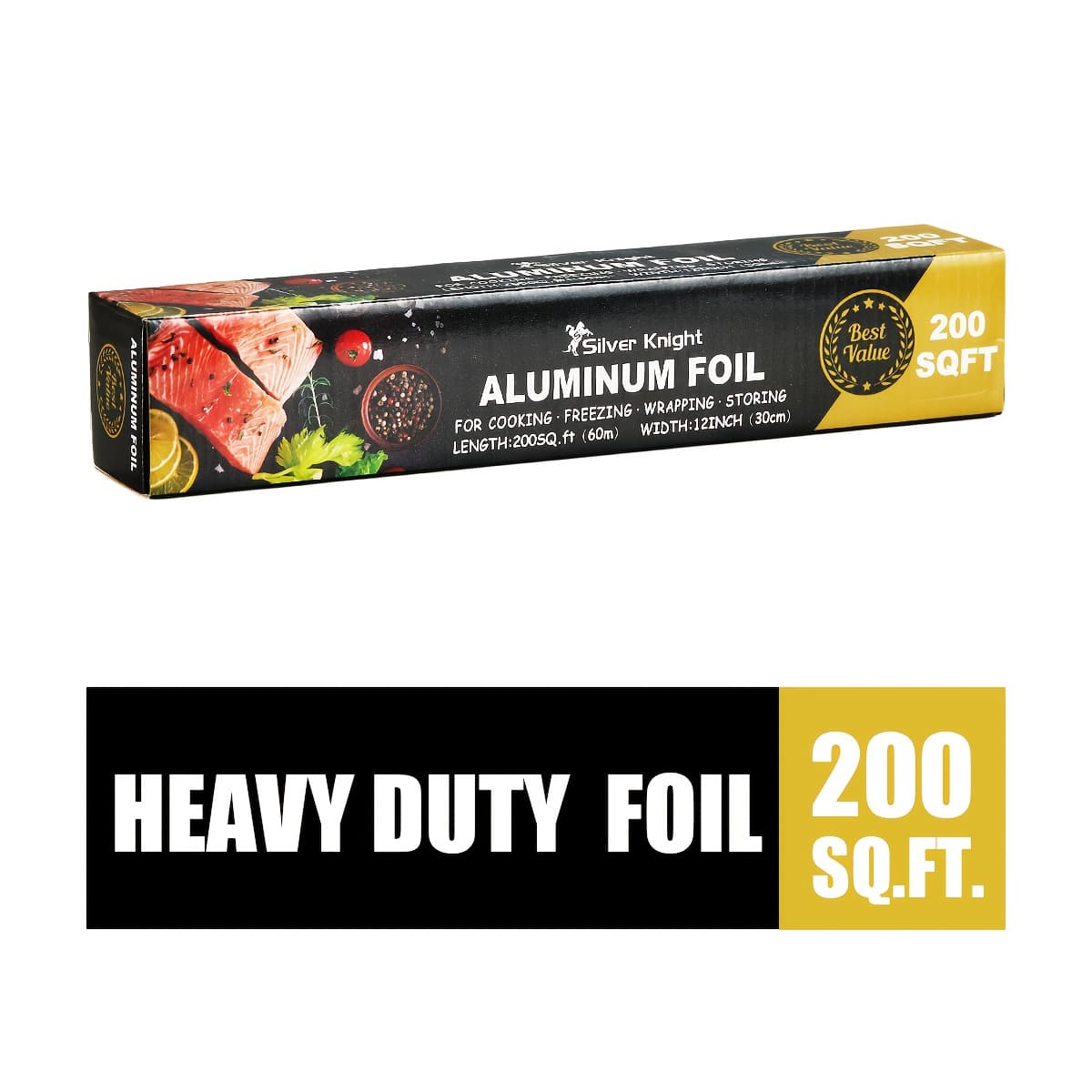 TEMU Aluminum Heavy Duty Aluminum Foil - 196 Ft (60m) Length, 12" (30cm) Wide - Commercial Grade And Extra Thick, For Food Service , Pack Of 1/2/3