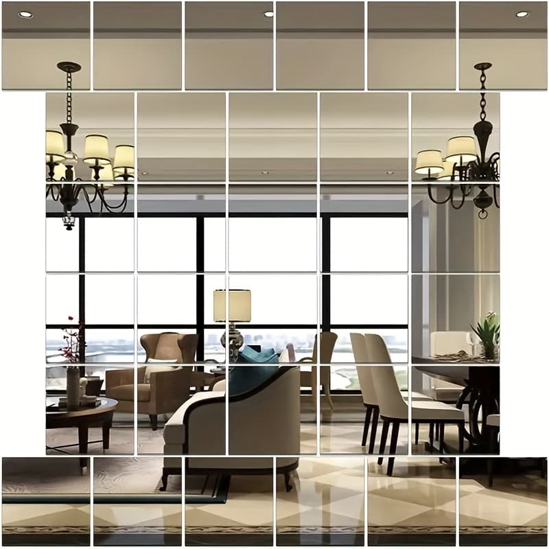 TEMU 16pcs/32pcs Acrylic Mirror Wall Stickers 5.9x5.9inch Mirror Acrylic Mirror Tiles For Home Wall Decoration Removable Mirror Wall Stickers Square Mirror Panel Wall Decoration