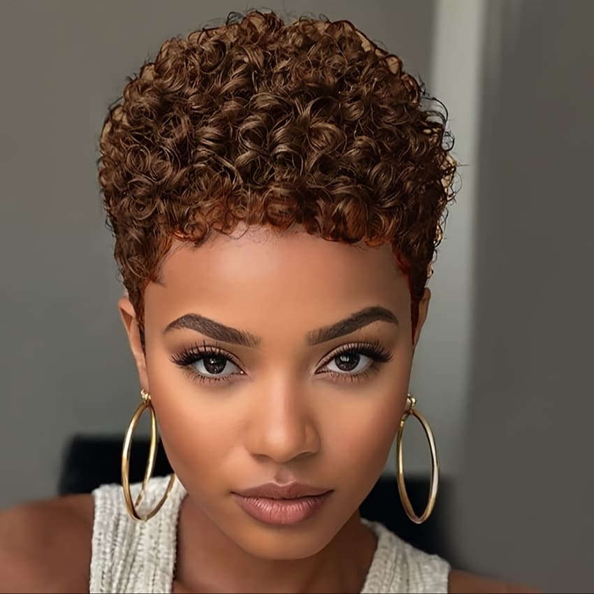 TEMU Nicelatus Short Afro Curly Wig Short Hairstyles Short Cut Wig Synthetic Afro Curly Wigs For Women Short Hair Wigs For Halloween, Christmas Party, Music Festivals