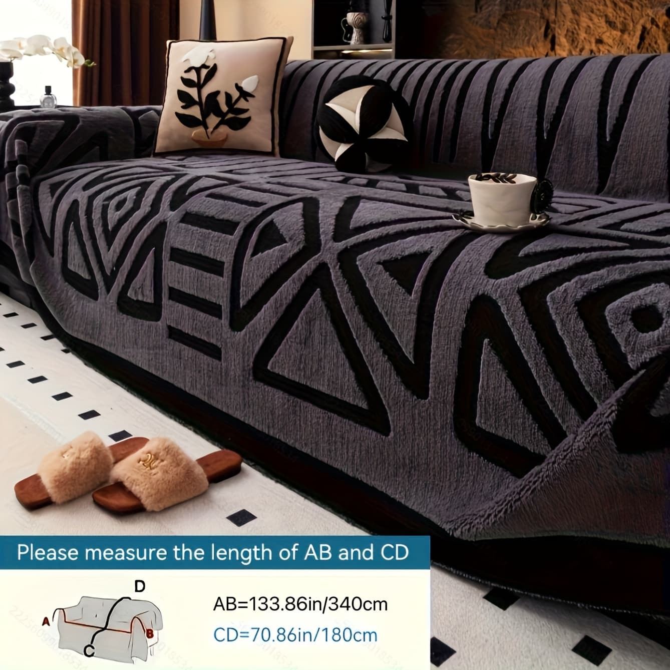 TEMU Bohemian Style Sofa Cover Retro Woven Cozy Throw Pet Friendly Slip Resistant Luxury Thick Velvet Couch Cover Machine Washable Soft For Armchair Loveseat 3 Seater 4 Seater Sectional Sofa