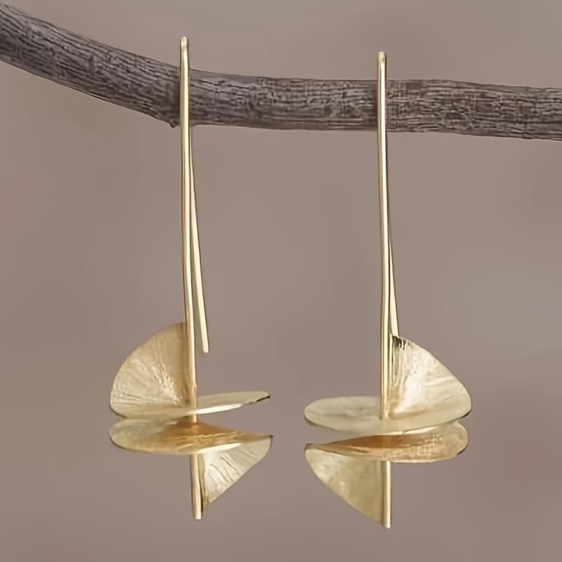 TEMU Vintage Golden Rotating Earrings With Iron Post, Fashionable Innovative Design For Daily Wear, Accessory, Quirky Earrings