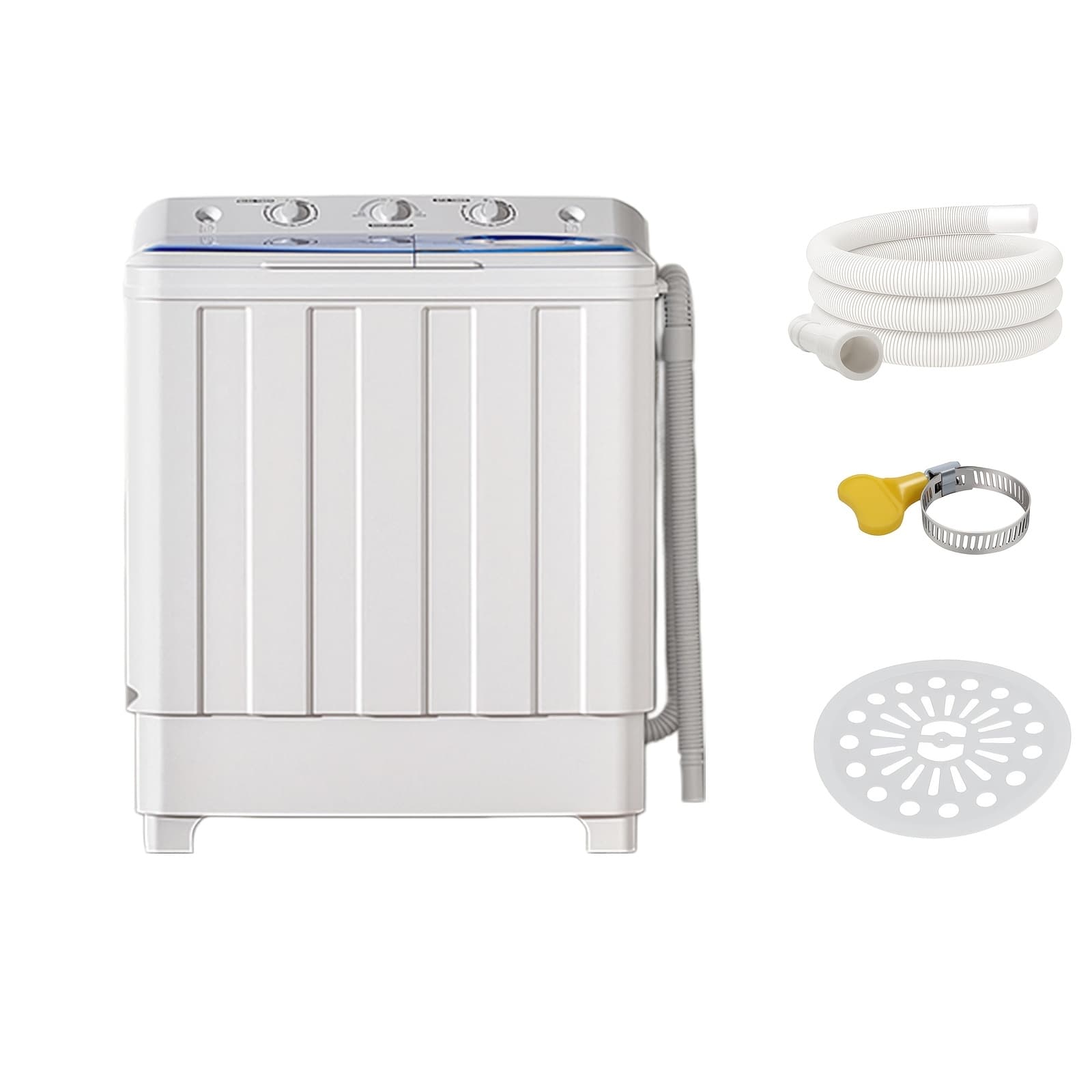 TEMU 30lbs Capacity Portable Twin Tub Washing Machine - 20lbs Washer + 10lbs Spinner, Compact Laundry Combo For Apartments, Dorms, Rvs