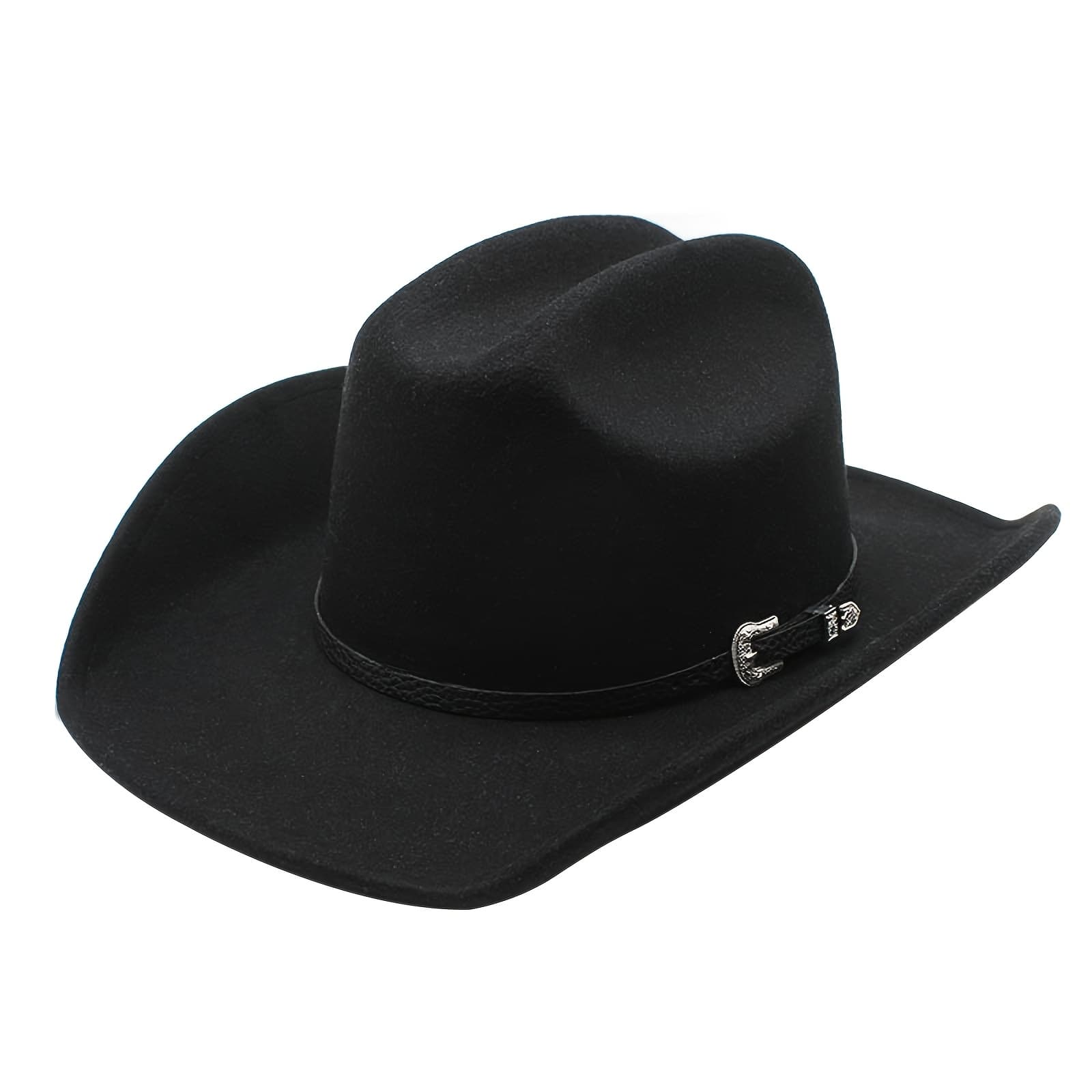 TEMU Men's Women's Western Cowboy Cowgirl Fedora Hat Felt Wide Brim Classic