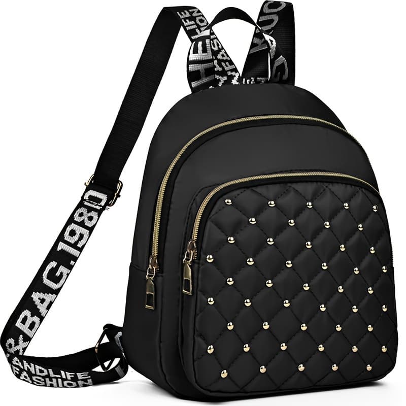 TEMU Neutral Gender Dual-shoulder Backpack With Pattern Embroidery Thread And Rivets. New Style, Casual Backpack. [the Opening Is Random]