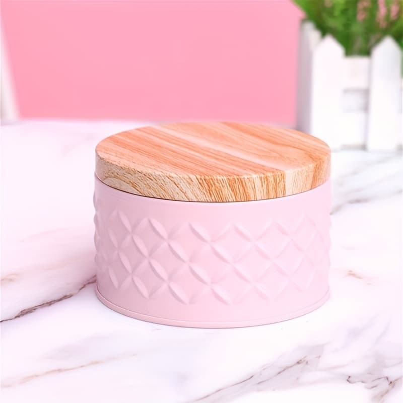 TEMU Vintage-inspired Square Metal Storage Jar With Wood Lid - Tea, Keys, Lipstick & - 3.94"x3.94"x2.36" Organizer, Baskets, Bins & Containers For