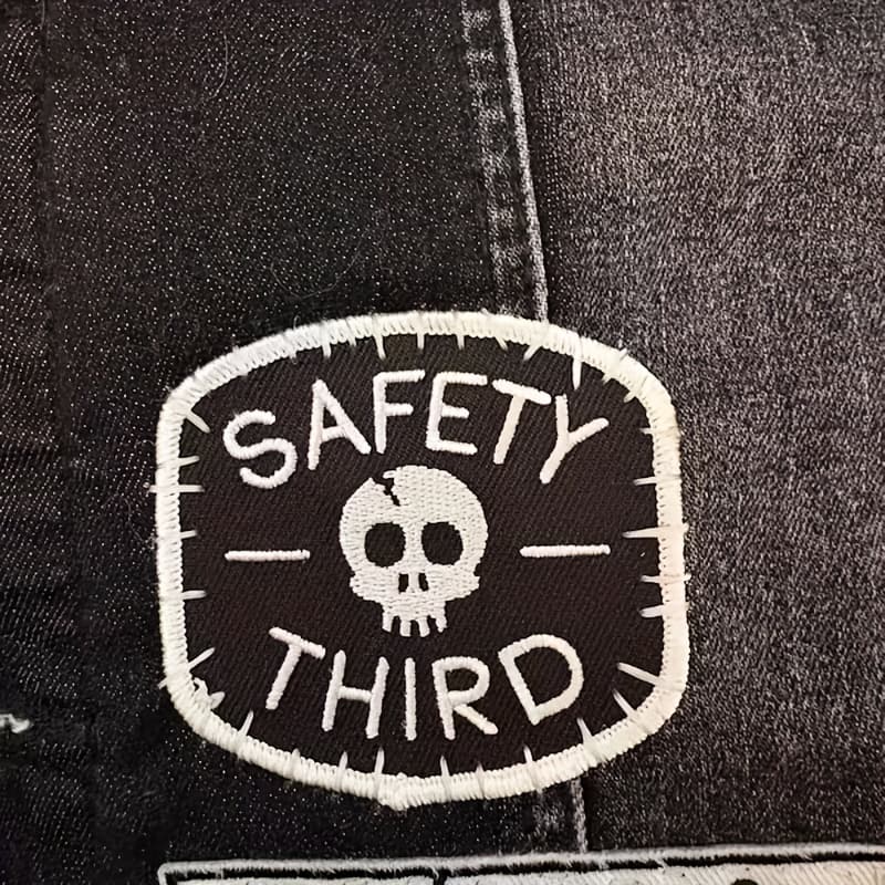 TEMU 1ps Safety Third Patch-3 Inches Iron On/sew On Applique Patch, Fabric Patches For Clothes Backpacks Hats, Patch, Funny Hard Hat , Gifts For Collar Worker