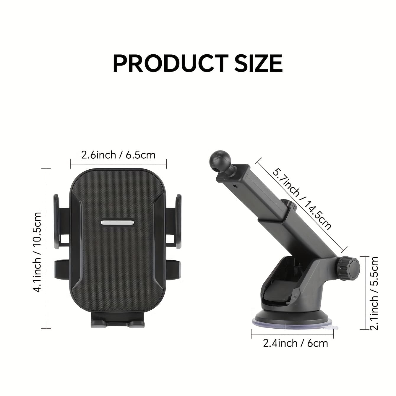 TEMU Upgraded Car Phone Holder - Adjustable Arm With Ergonomic Grip, Strong Suction Cup And Elliptical Design, Compatible With Iphone, , Smartphones, Motors, Fashion Accessories, Texture Anti Slip Pad