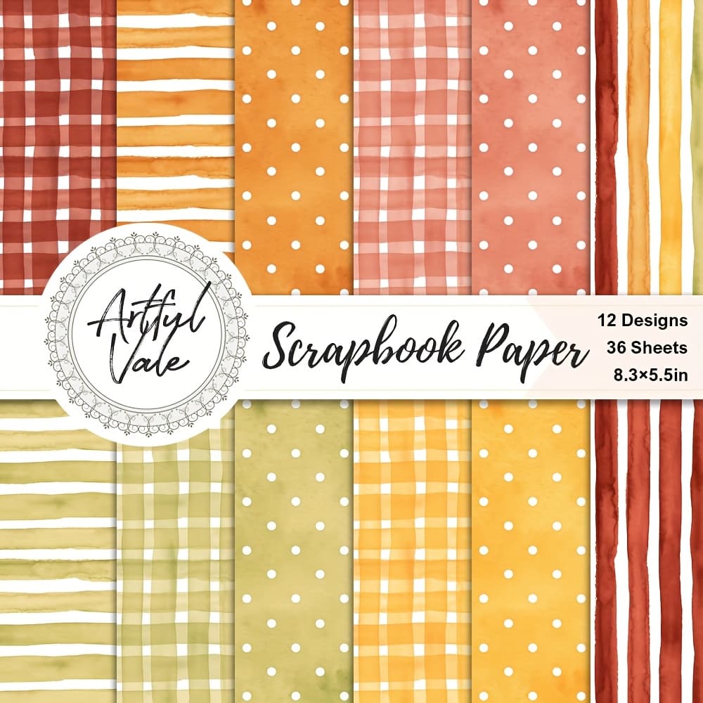 TEMU 36 Sheets A5 Paper, Watercolor-inspired Striped Patterns In Orange, Red And Brown, 12 Designs Lightweight Paper For Journaling, Diy Crafts, Abstract Art Projects