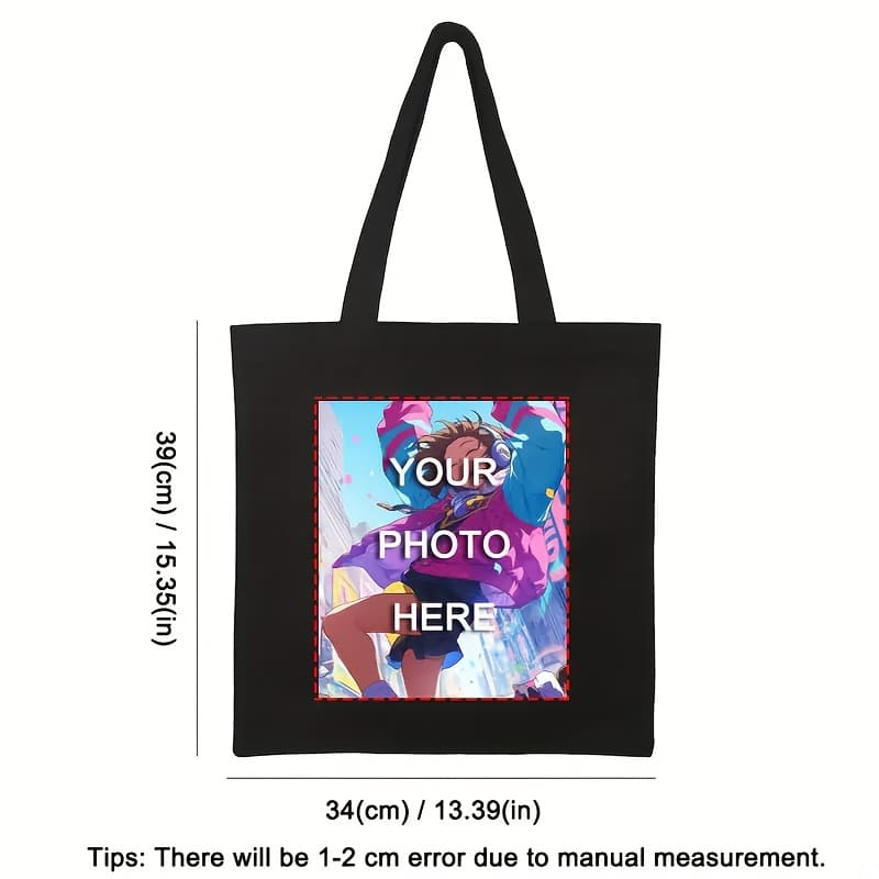 TEMU Custom Tote Bag - Personalize With Your Photo, Logo Or Text | Durable And Lightweight, Suitable For Shopping,, Unisex, Ideal Gift Or Promotional Item