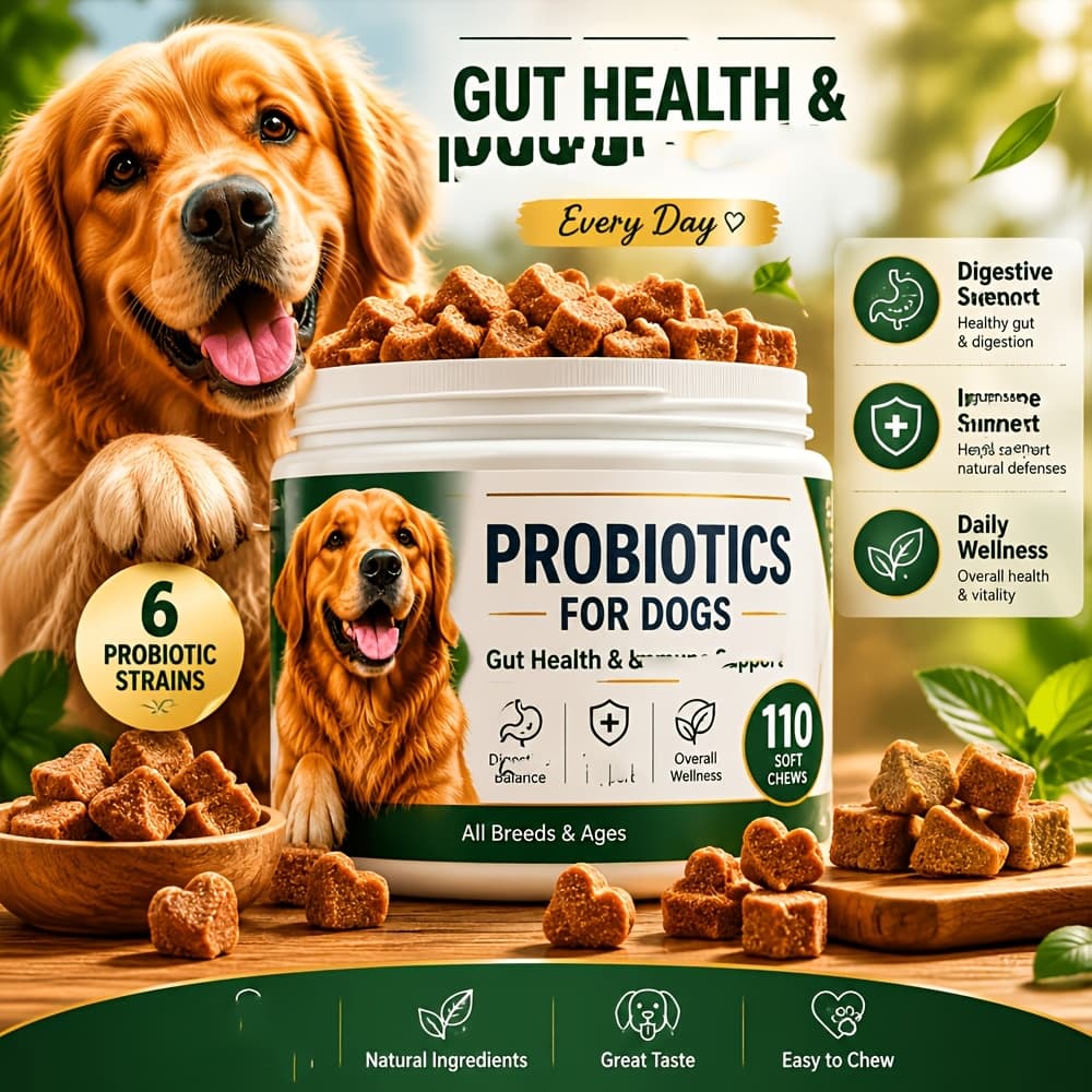 TEMU 20-in-1 Dog Vitamins Supplements 110ct, Daily Multivitamin Chews With Chondroitin, Probiotics, -3 & For Skin, Coat, Joint, Heart, , Liver, Brain & Eye Wellness-chicken Flavor