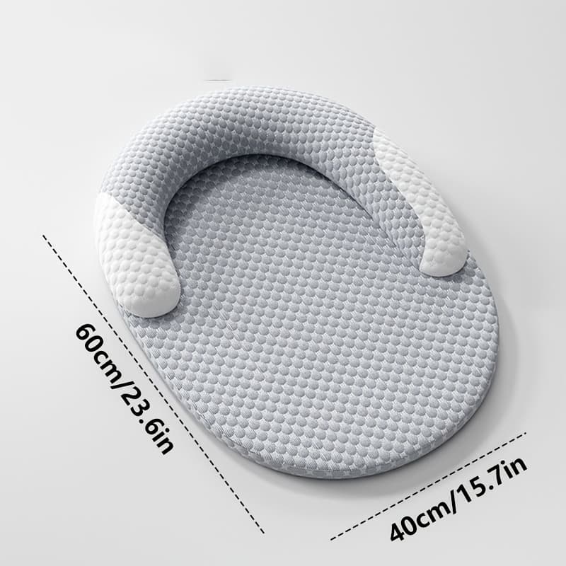 TEMU Summer Cooling Cat Bed, Breathable Dog Bed With Raised Neck Pillow, Non-slip & Washable Round Cooling Pet Mat For Cats And Small Dogs
