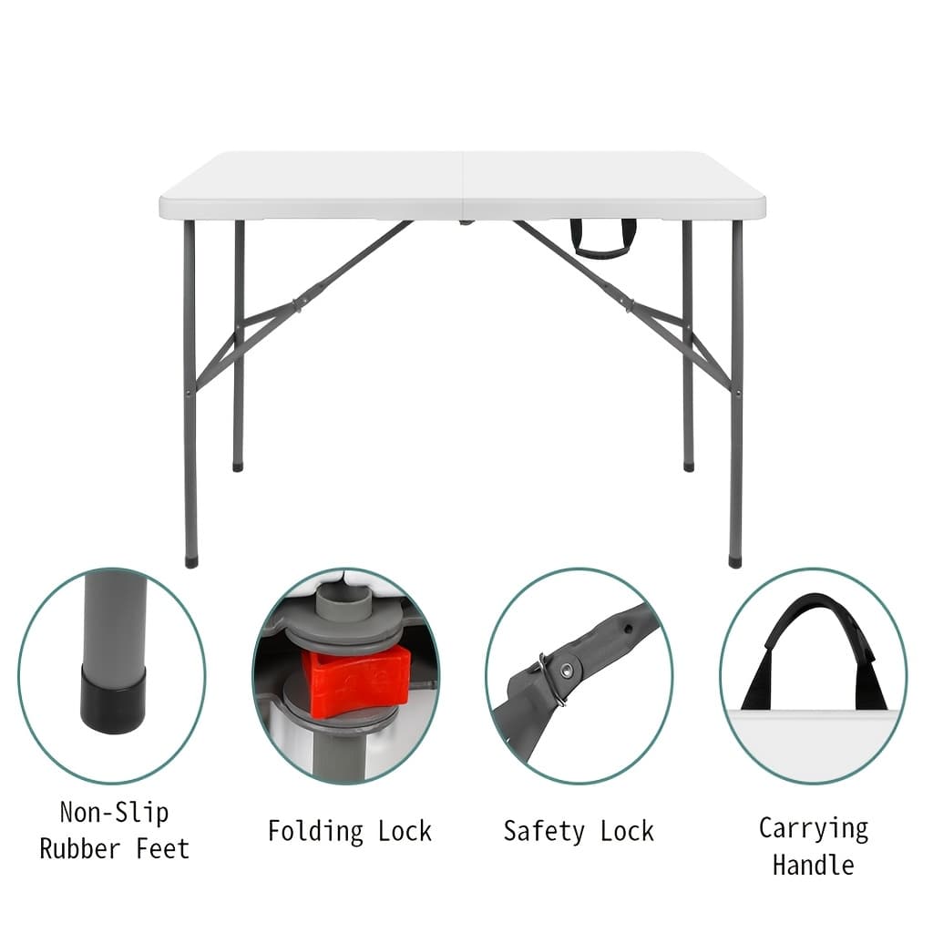 TEMU 4ft/6ft Folding Table, Rectangle Table For Work, Picnics, Camping, Weddings, Parties With Carrying Handle, Party Tables