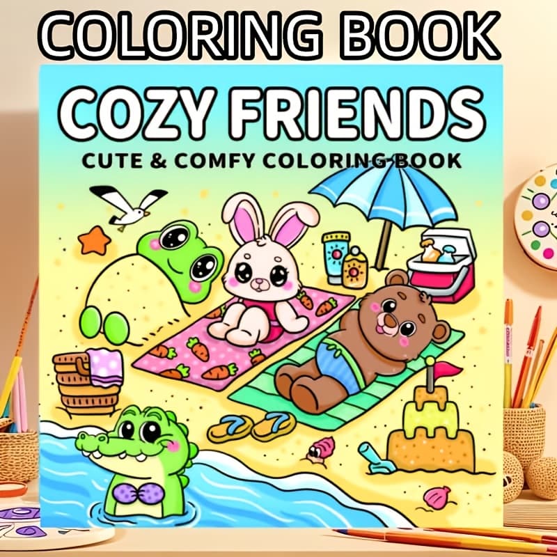 TEMU Comfortable Children's Coloring Book, Featuring Close Between Adorable Furry Animals Like And Puppies. Designed With Thick Lines And 24 Pages Of Heavy Paper, Perfect For Enhancing And Artistic