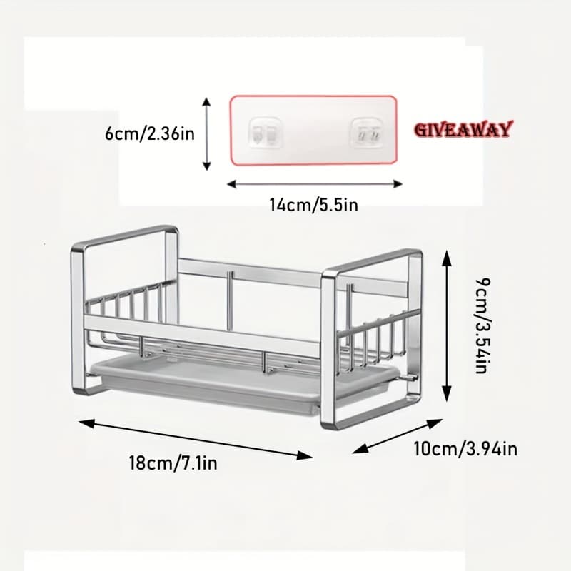 TEMU Kitchen Stainless Steel Drain Rack Sponge Wipe Steel Sanitizer Sink Cover Dish Soap Dish Brush Storage Rack