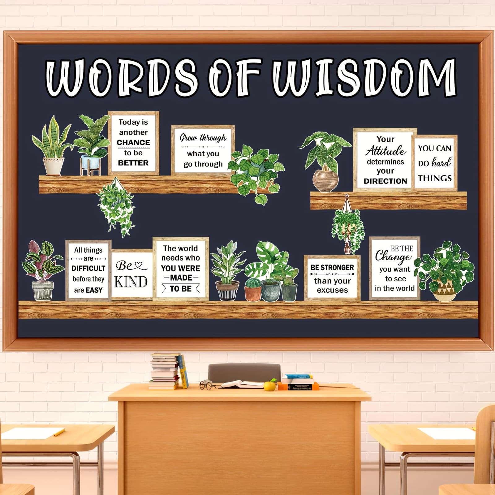 TEMU Bookshelf Bulletin Board Set Plant Motivational Classroom Decor Reading Library Bulletin Board Set Inspirational Cutout For Back To School Classroom Decoration