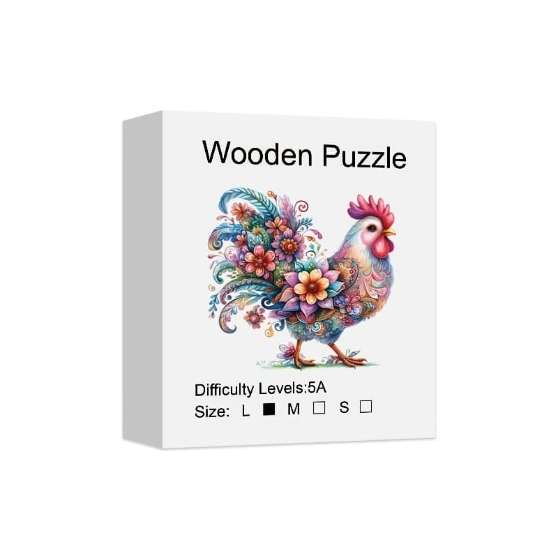 TEMU Vibrant Whimsical Rooster Wooden Puzzle, High Difficulty Toys Puzzle, Concentration Training For Adults, Hallowee Christma Birthday Holiday Gifts, Home Decor