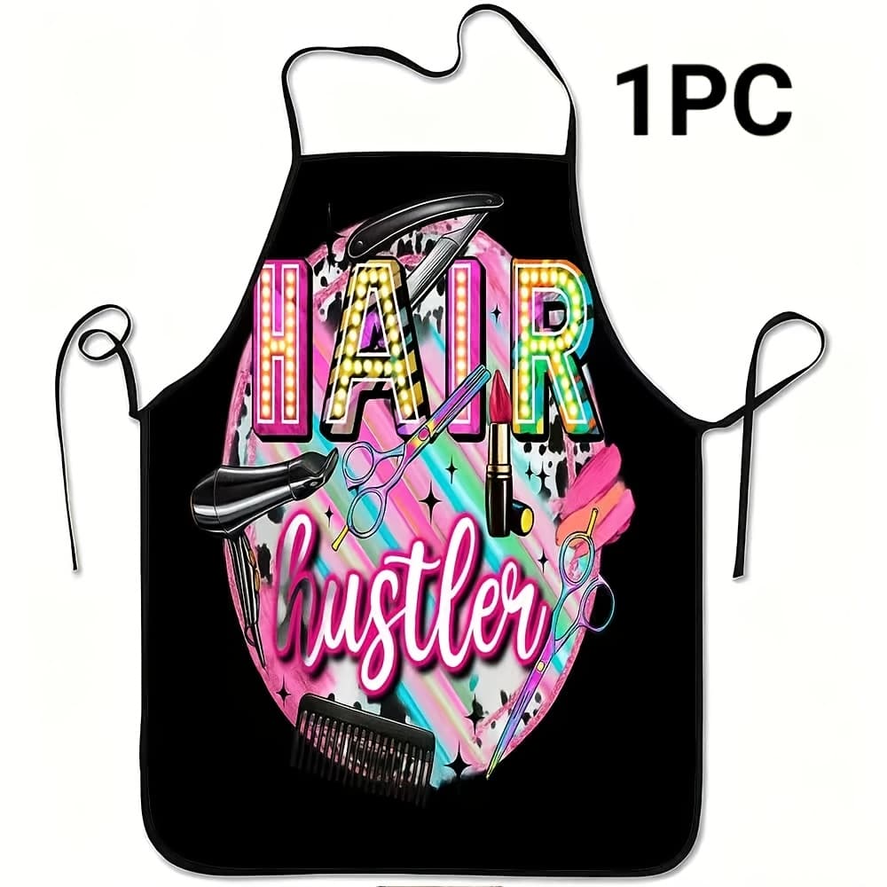 TEMU 1/2pcs Hair Funny Print Apron, Durable And Easy To Clean, Adjustable Waistband, Polyester Material, For Kitchen Cooking, Gardening, Picking, Christmas Halloween,.