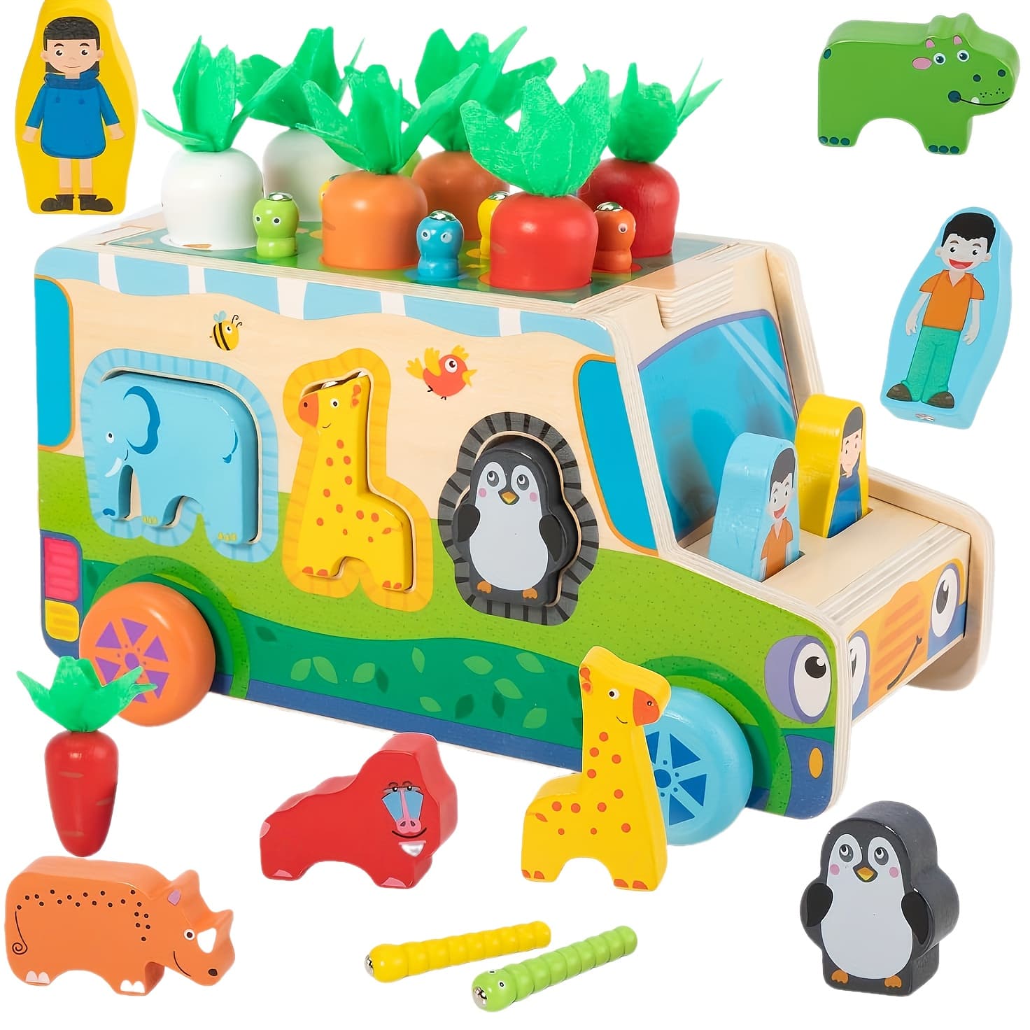 TEMU Toddler Wooden Farm Toys | Toy With Game Map For Boys Girls Wood Learning Educational Toys Fine Motor Skills, Early Childhood Education, Interactive Playtime, Pretend Play Toys, Farm Animal Toys