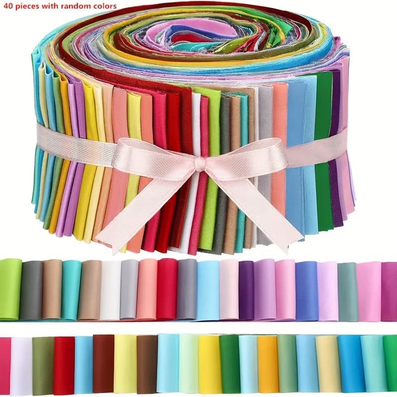 TEMU 40pcs Of Long Colored Solid Fabric Bag - Pre Cut Fabric For Crafts And Sewing, Perfect For Hand Washing Craft Enthusiasts. And Perfect For Scrapbooks