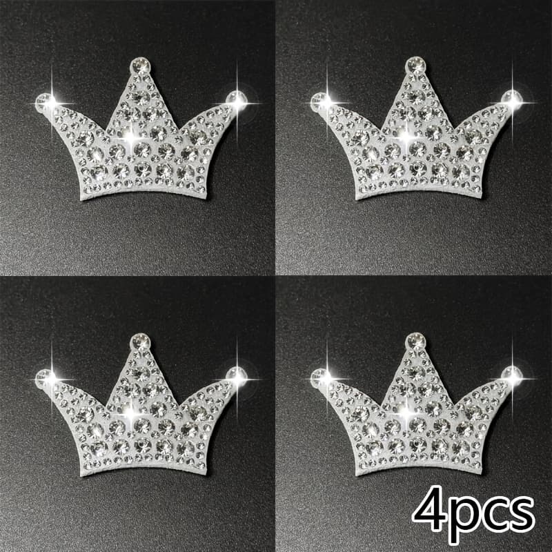 TEMU Set Of 4 Diamond Crown Patches, Designer Style, Additions For Men And Women, Suitable For Projects, Including Jeans, Bags, Shoes, Hats, And Trendy Embellishments