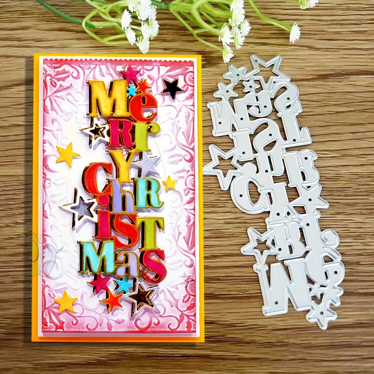 TEMU 1pc Merry Christmas Metal Die Cut, Diy Scrapbooking Embossing Stencil, Handmade Greeting Card Making Metal Cutting Dies, Gift Card Making Tools