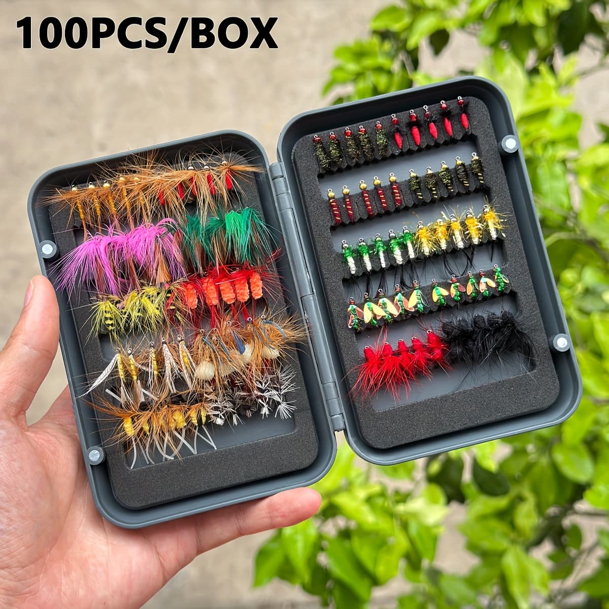 TEMU 100pcs Dry/wet Nymph Ribbon Fly Insect Flying Insects Fly Fishing Bait Kit, Trout Fly Fishing Fly Lure Set