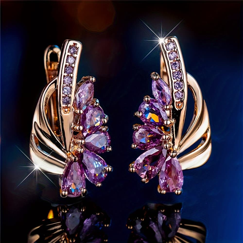 TEMU 1 Pair Elegant Drop Dangle Earrings Suitable For - Boho Wedding Jewelry, Shiny Stackable Layered Stone Earrings For Parties, Valentine's Gifts, Wear