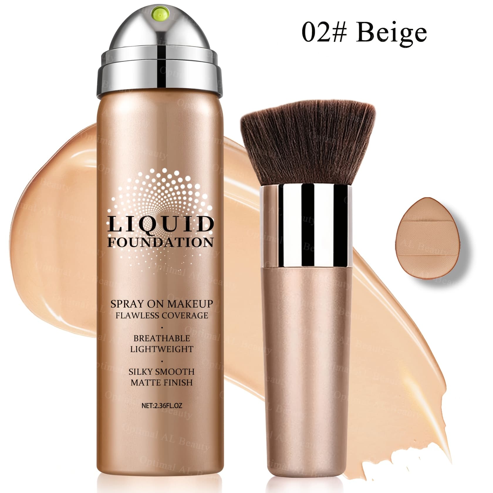 TEMU Long-lasting Waterproof Full Coverage Foundation Spray With Brush & Sponge - Liquid Formula, Buildable Concealer & Hydrating, Finish, /medium Shades Suitable For Skin Types (liquid Foundation)