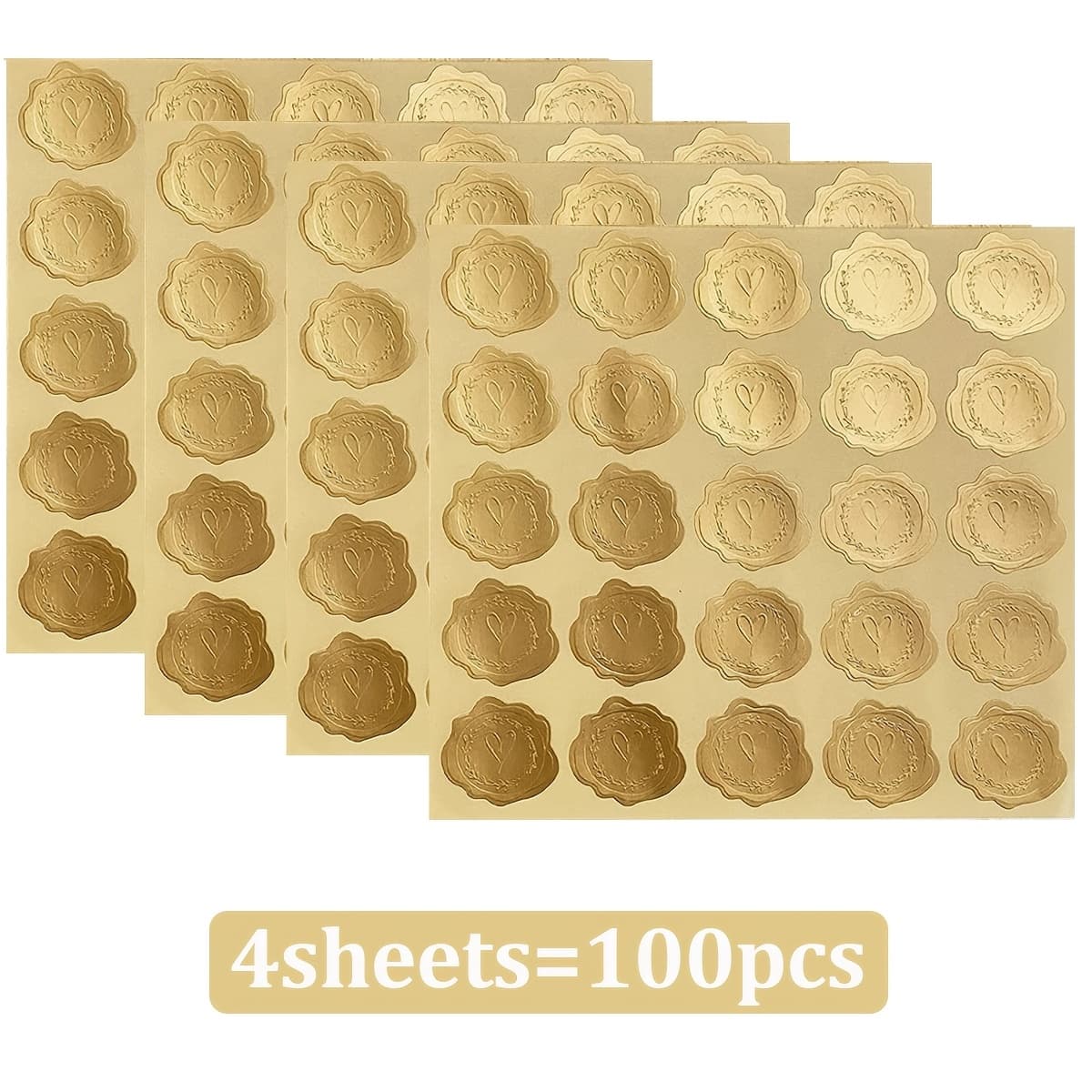 TEMU 100pcs Stickers Self Adhesive Golden Envelope Seal Sticker For Wedding Invitations Cards Bridal Birthday Party