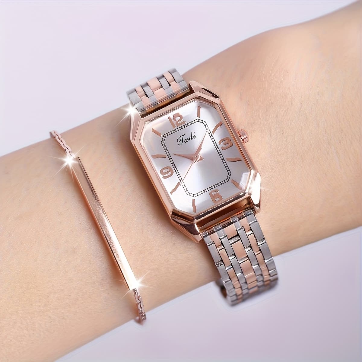 TEMU 2pcs Women's Fashion And Watch + Wild Bracelet Watch Set For Her Birthday