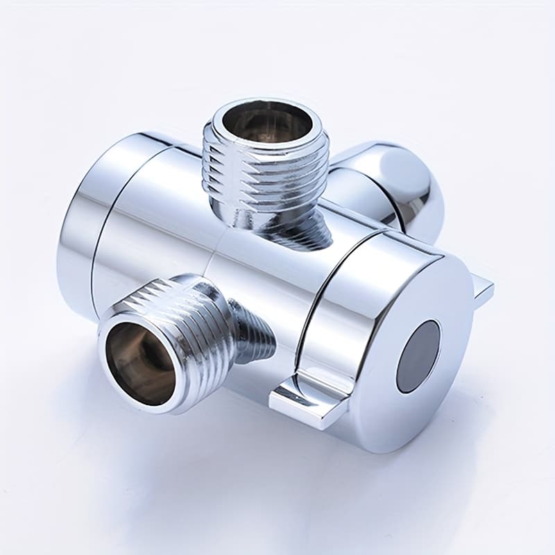 TEMU 1pc 3-way Shower Diverter Valve Compatible For Handheld & Showerheads - /eu Threaded Connector, Resin Valve Body With Chrome, 3-way Water Splitter For Bath Shower System