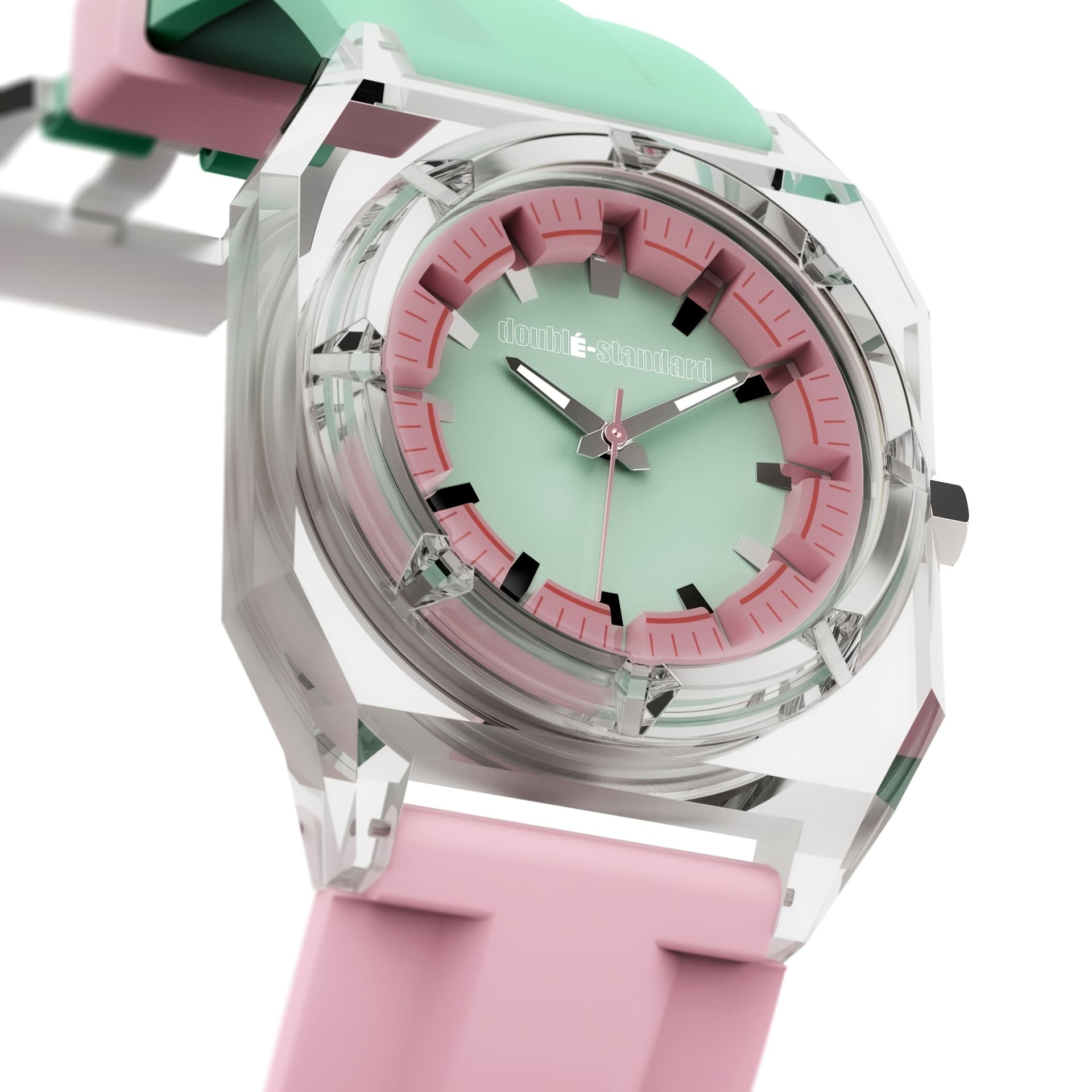 TEMU 6seven Series Transparent Case Pastel Color Silicone Watch Pink Green Y2k Style Trendy Unisex Fashion Wristwatch