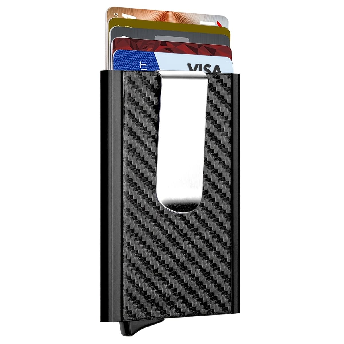 TEMU Men' Pop-up Card Holder - Anti-theft Slim Metal Wallet With Large Capacity, Multi-functional Card Slot & Cash Compartment For Everyday Use, Storage | Sleek Card Holder | Durable Construction