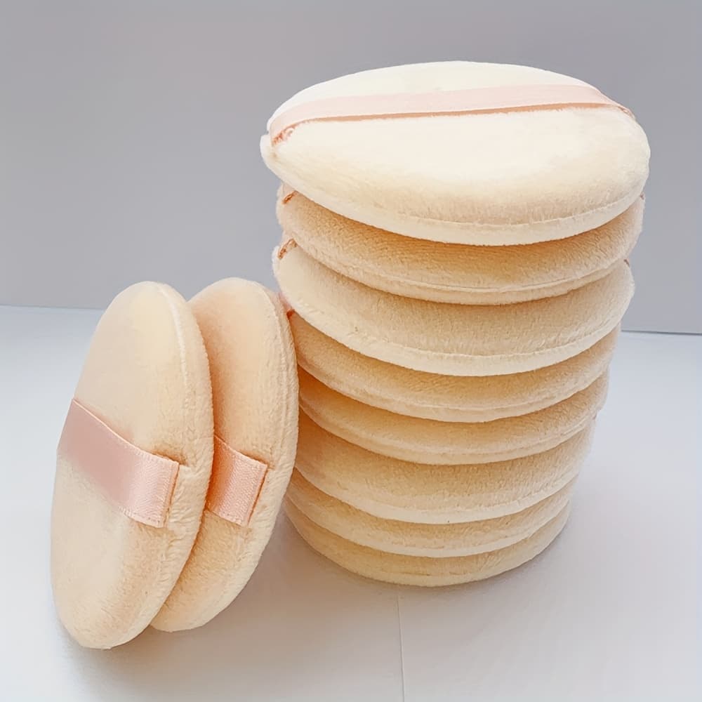 TEMU 10pcs Set Of Soft Velvet Makeup , Suitable For Loose Powder And Compact Powder - For Face And Body, Reusable, Exquisite Wedding Favors