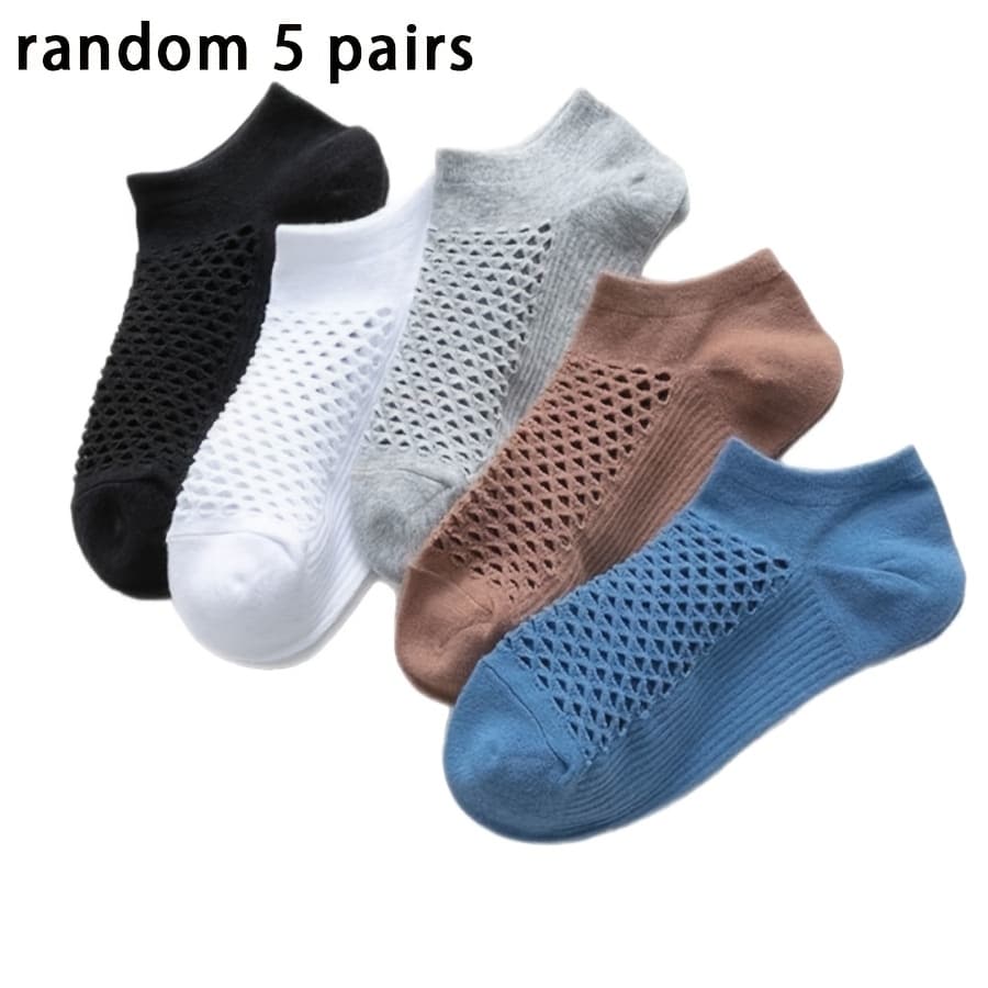 TEMU Random 5 Pairs Women's Hole Socks Boat Socks Short Socks Multicolor Solid Socks Summer Thin Breathable Versatile Socks