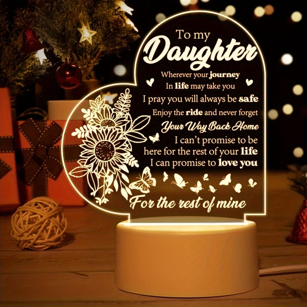 TEMU A Single Piece Of Gifts For Daughters From Their Mothers, Featuring An Engraved Acrylic Night Light, Suitable For Birthdays, Graduations, Christmas, And Weddings From Mom And Dad