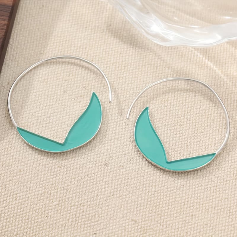 TEMU Green Color Semi-circular Drop Earrings For Women Birthday Party Fashion Jewelry