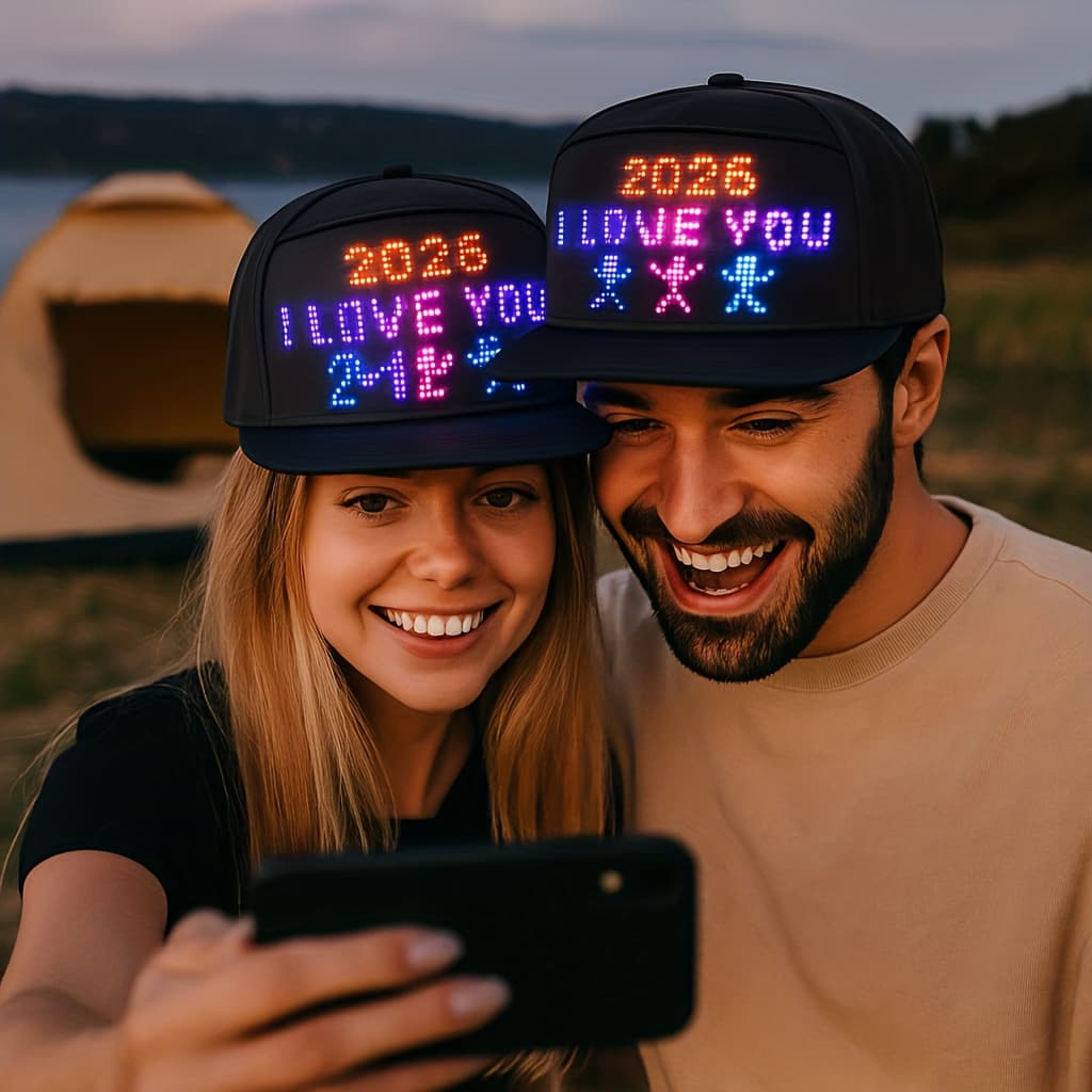 TEMU Wireless Led Hat With Effects, App Text And Pictures, Music Sync Mode, Perfect For Rave Concert Christmas Halloween, Cool Gadgets For Men Women