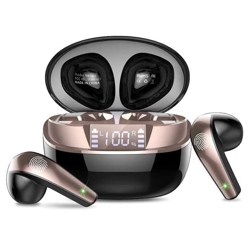 TEMU Wireless Earbuds, Wireless 5.3 Headphones Hifi Stereo, Wireless Earphones With Enc Noise Cancelling Mic, 40h, Led Display, Touch Control Ear Buds