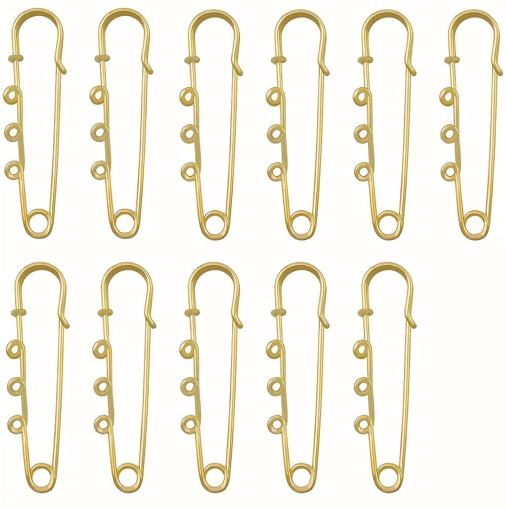 TEMU 11pcs Of Alloy Metal Diy Brooches With Pendant Clasps, Suitable For Diy Jewelry Making Accessories, 5cm (golden And Silvery), On Clothes And Bags