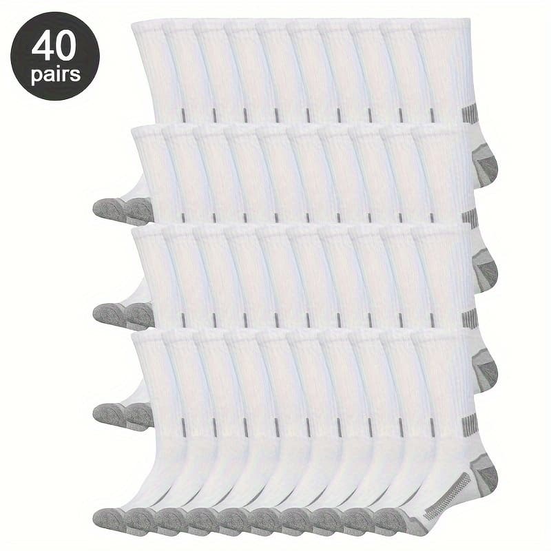 TEMU 40 Pairs Men's Breathable Crew Socks - Vibrant Color-, Everyday And Style For Outdoor Activities