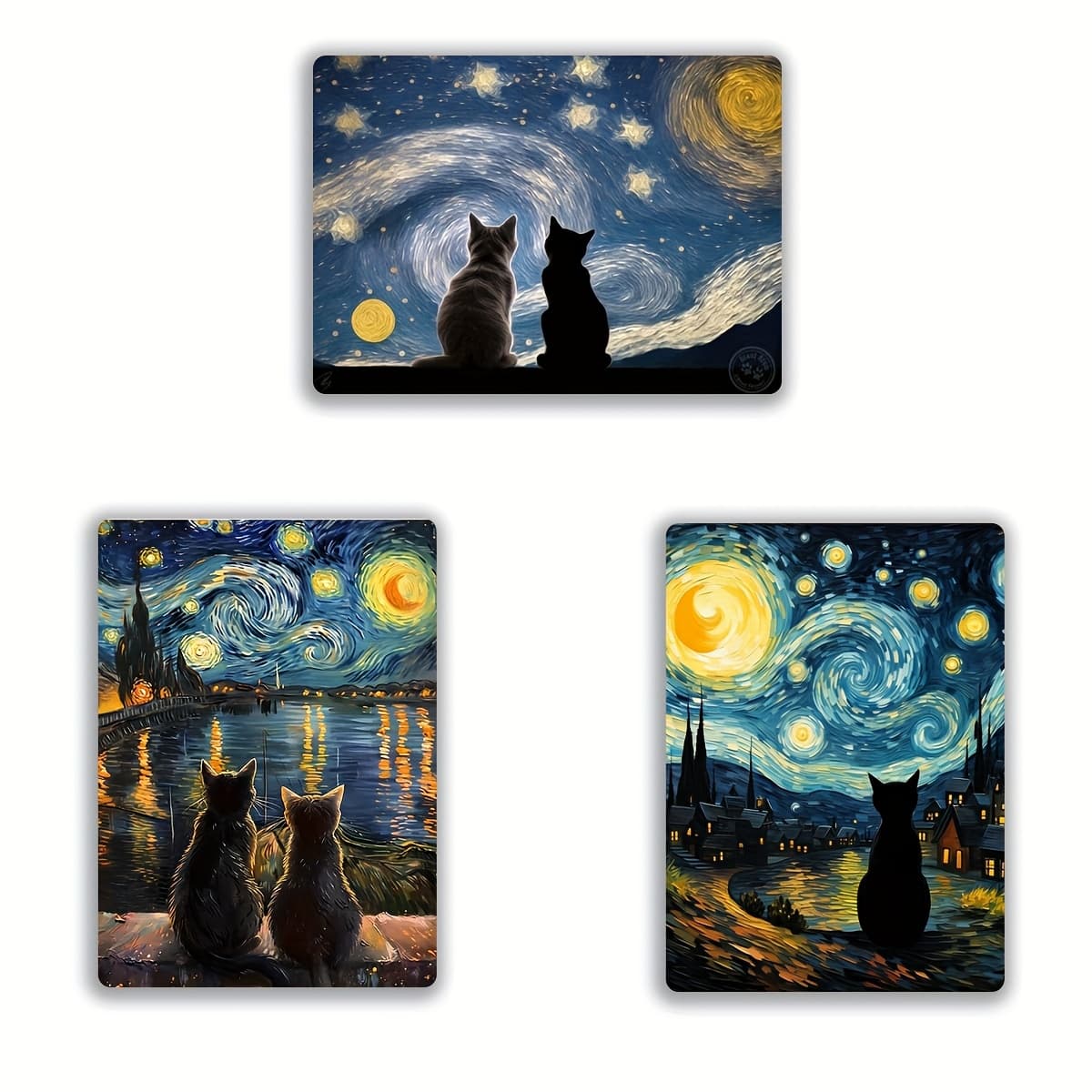 TEMU 3pcs Retro Oil Painting Style Long Rectangle Magnets - Multi-surface Art Decor For Kitchen And Home Office