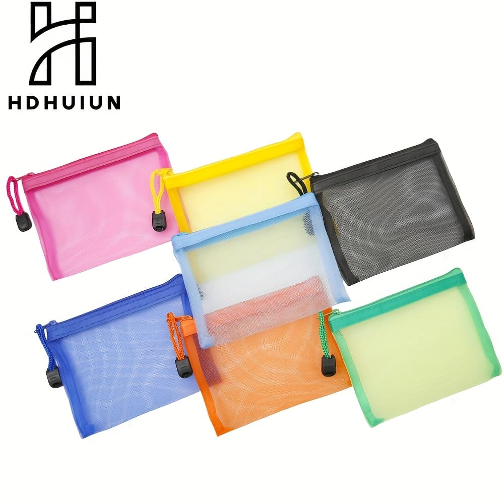 TEMU 7pcs Mini Zipper Mesh Bags Lipstick Cosmetic Accessories Storage Bag Makeup Zipper Bag Small Cosmetic Bag For Wallet Beauty Mesh Travel Bag For Women (mixed Colors)