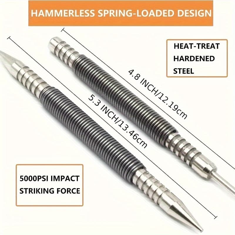 TEMU 2pcs/set Punch Spring Double Head Nail Set, Punching Springmetal Woodworking Drill Bits