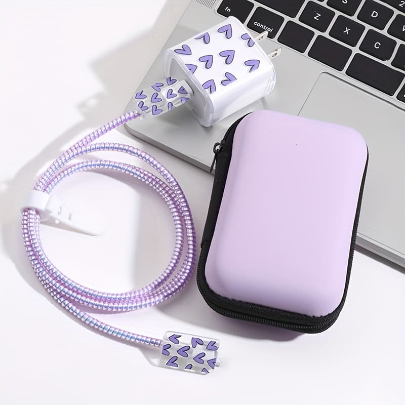 TEMU Data Cable Storage Protection Set 6pcs Set Is Suitable For 20w Fast Charging Data Cable Storage Box