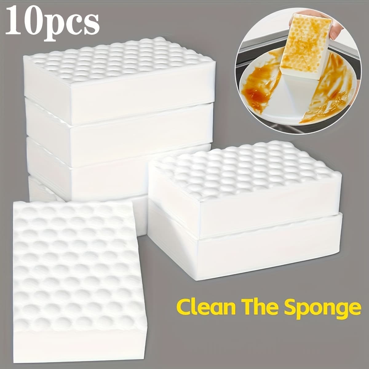 TEMU 10pcs Magic Nano Cleaning Sponges - Versatile Foam For Kitchen, Bathroom & More - Stain Remover For Glass, Metal, Countertops & Walls, Bedroom, Toilet, Living Room, Dishes, Tubs