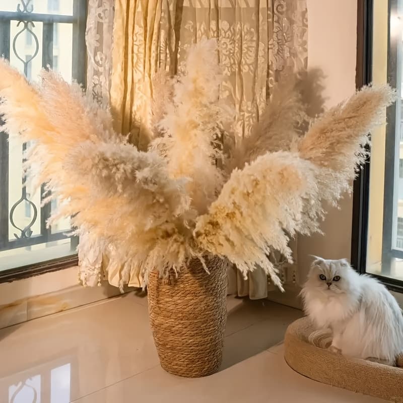 TEMU 40" Inch 30 Stems Natural Pampas Grass Decor Tall, Pompas Grass, Tall Pampas Grass For Wedding, Party, Farmhouse, Boho Home Decor