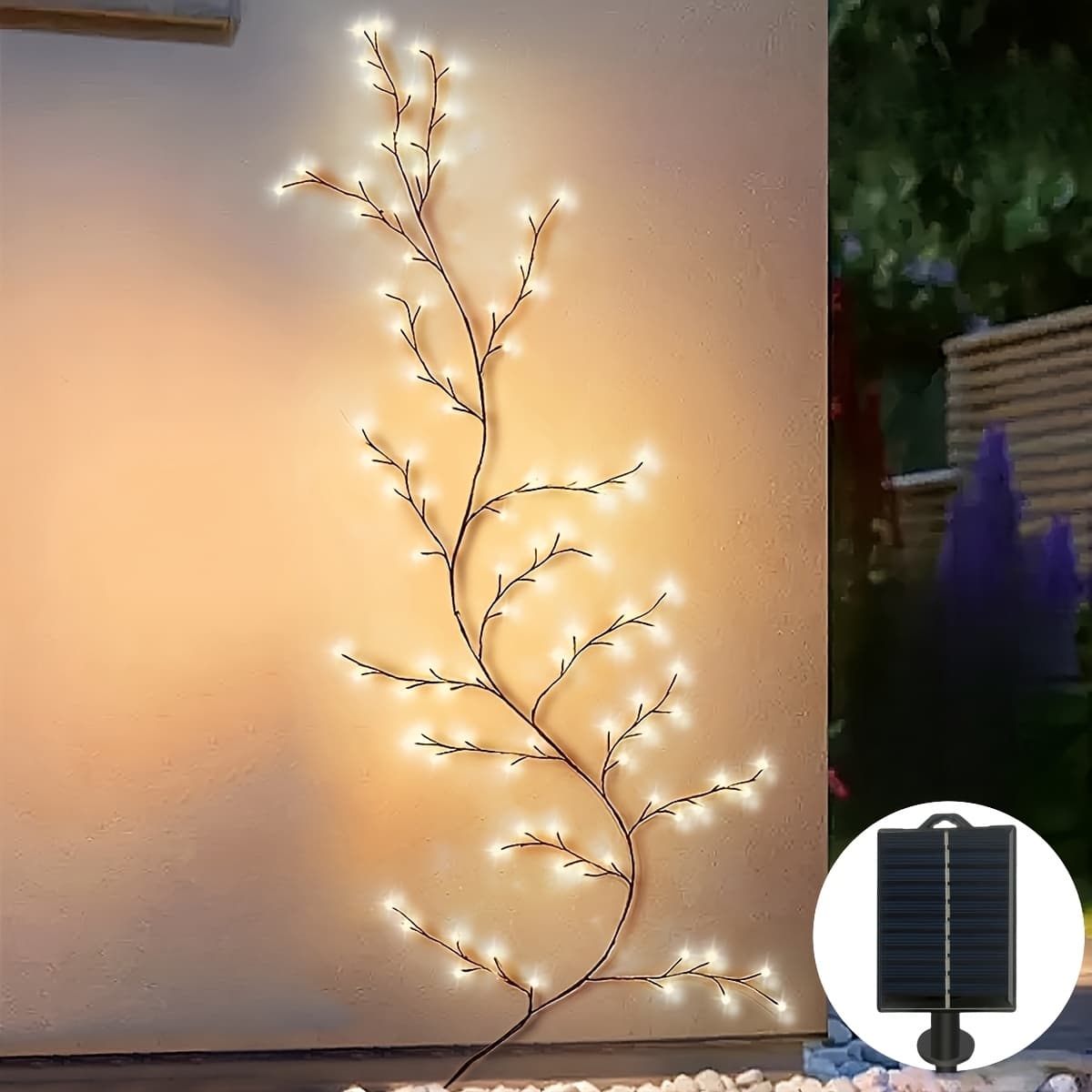 TEMU 1pc Solar Willow Vine Light For Home Decor, Flexible Diy Lighted Branches For Indoor Outdoor Wall Decorations, Lighted Willow Vine /5.9ft 133leds Lights For Bedroom Room Decor